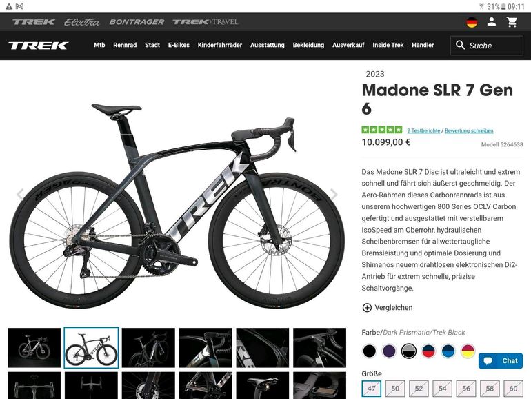 Used Trek TREK MADONE SLR 7 GEN 6 2022 Road & Gravel, Light Gray — image 14 of 20