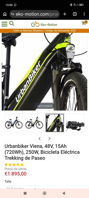 Used urban biker BICICLETA ELECTRICA, URBANBIKER 2023 Urban, Green — image 2 of 3