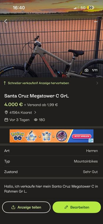 Used Santa Cruz Megatower Sram Eagle Transmission XX SL 2023 Mountainbike, Orange — image 11 of 11