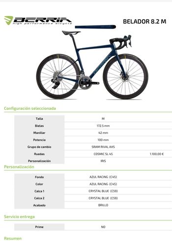 Used Berria BELADOR 8 2022 2022 Road & Gravel, Blue — image 5 of 6