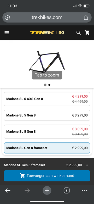 Used Trek Madone SL Gen 8 Frameset 2026 Frameset 2026 Road & Gravel, Black — image 3 of 4