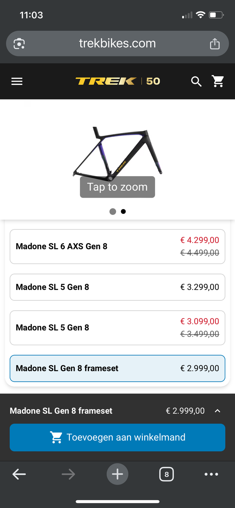 Used Trek Madone SL Gen 8 Frameset 2026 Frameset 2026 Road & Gravel — image 3 of 4