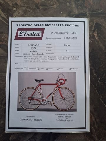 Used Legnano Custom Campagnolo Record 1972 Road & Gravel, Orange — image 5 of 6