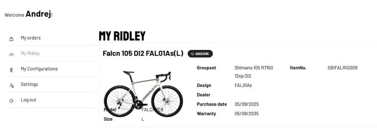 Used Ridley Falcn - Shimano 105 DI2 // 2x12s 2024 2024 Road & Gravel, White — image 12 of 12