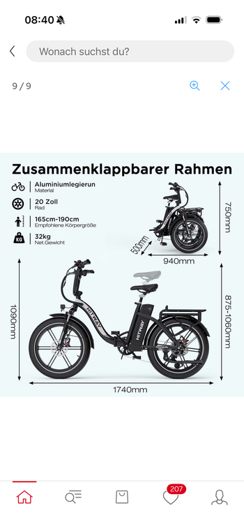 Used E-Bike Faltrad 20*4,0 zoll Elektrofahrrad E-Bike Faltrad 20*4,0 zoll Elektrofahrrad Custom Shimano Dura Ace Di2 2026 Mountainbike — image 7 of 11