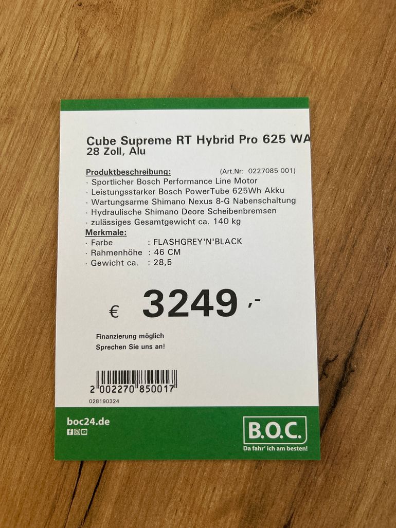 Used CUBE SUPREME RT HYBRID PRO 625 2024 2024 Urban, Gris claro — image 1 of 5