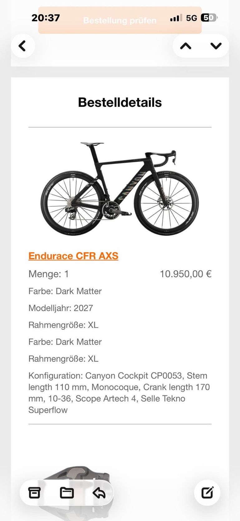 Used Canyon Endurace CFR AXS 2027 2027 Road & Gravel, Black — image 4 of 19