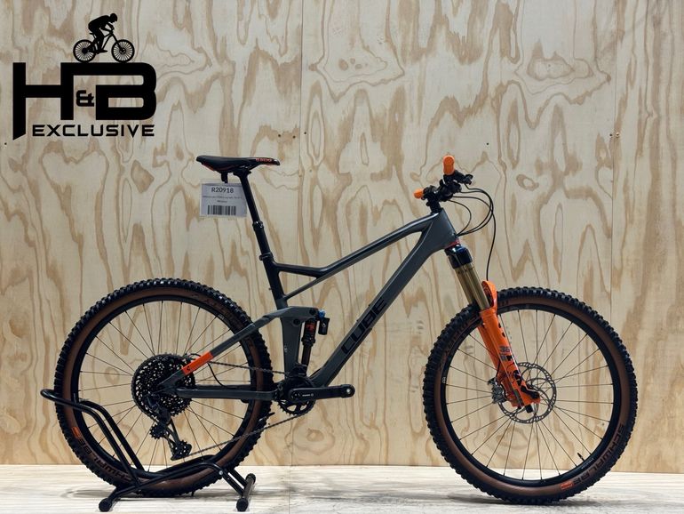 Used CUBE Stereo TM HPC 140 Carbon Sram GX Eagle 2021 Mountainbike, Light Gray — image 1 of 13