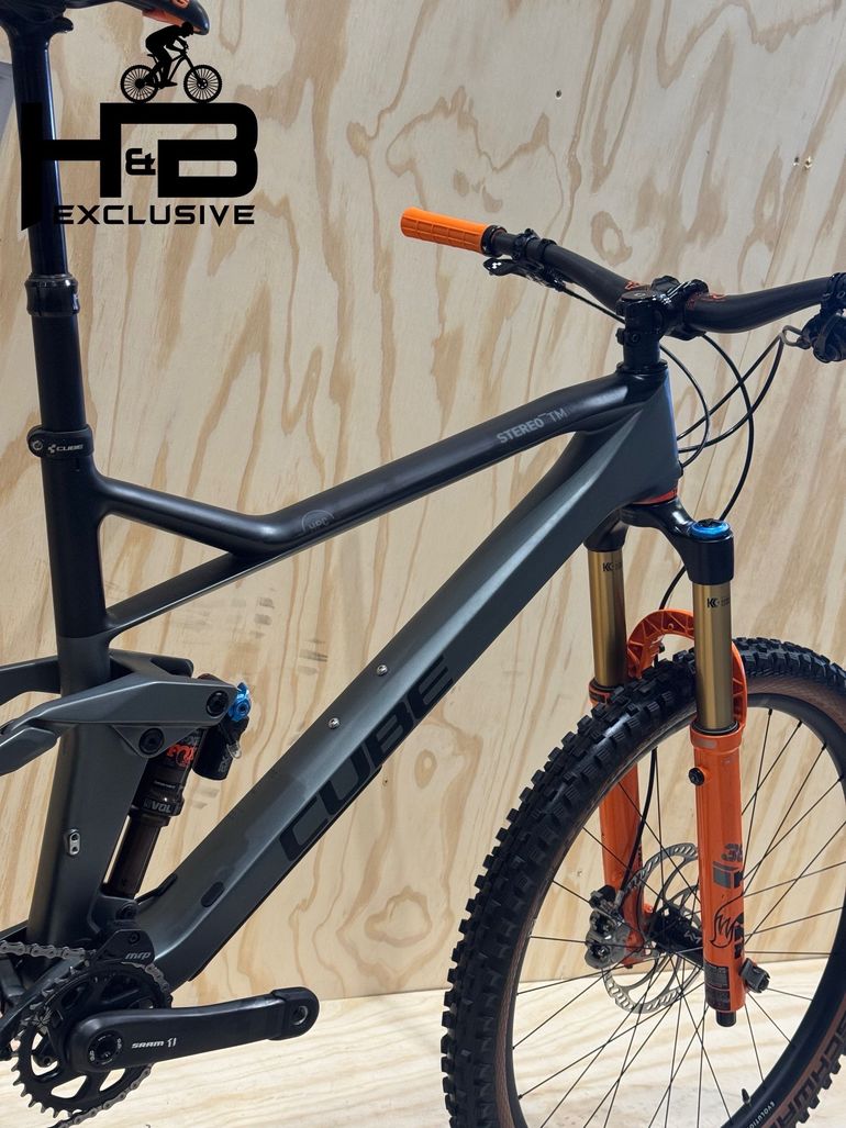 Used CUBE Stereo TM HPC 140 Carbon Sram GX Eagle 2021 Mountainbike, Light Gray — image 11 of 13