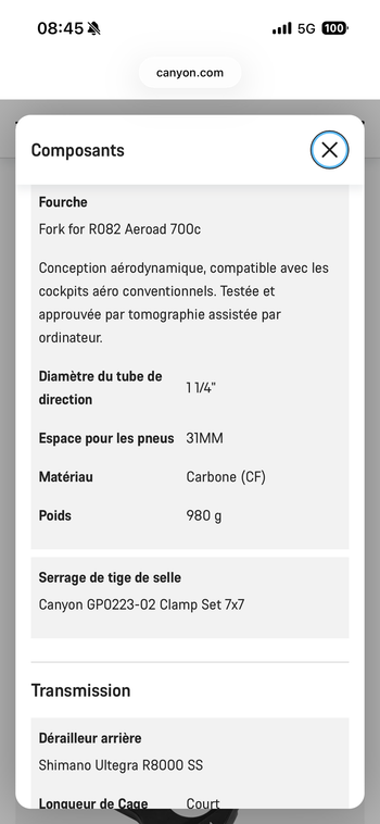 Brugt Canyon Aeroad Shimano Ultegra 2022 Road & Gravel — billede 8 af 8