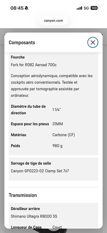 Canyon Aeroad Shimano Ultegra 2022 Road & Gravel usato, Blu — immagine 8 di 8