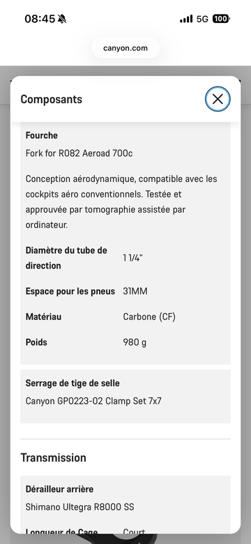 Canyon Aeroad Shimano Ultegra 2022 Road & Gravel usato, Blu — immagine 7 di 8