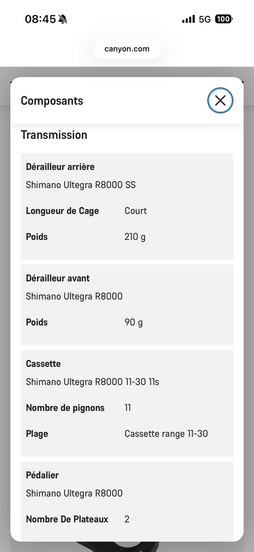 Canyon Aeroad Shimano Ultegra 2022 Road & Gravel usato, Blu — immagine 6 di 8