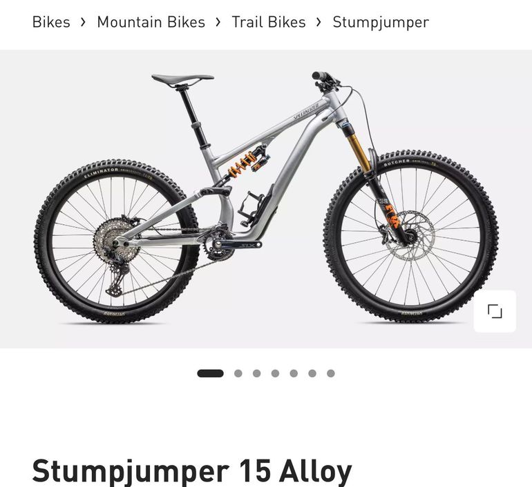 Used Specialized Stumpjumper 15 Fox Coil Alloy 2025 2025 Mountainbike, Light Gray, 29, 27.5 — image 3 of 3