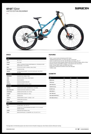 Saracen Myst Team - LTD 2026 2026 Mountainbike usato, Blu — immagine 16 di 18