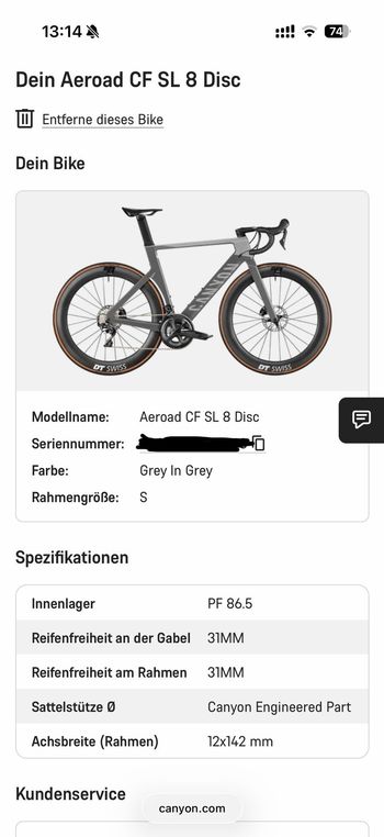 Used Canyon Aeroad CF SL 8 2023 2023 Road & Gravel, Hellgrau — image 7 of 10