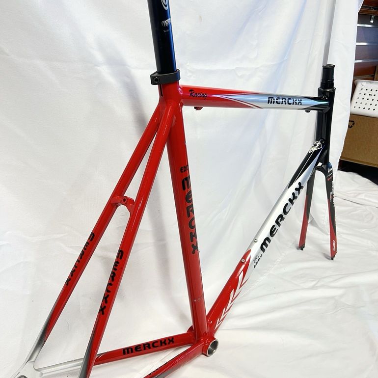 Used Eddy Merckx 25th Anniversary Frameset 60cm Easton EC90 Aero Carbon Fork Seatpost Frameset 2005 Road & Gravel, Red — image 4 of 18