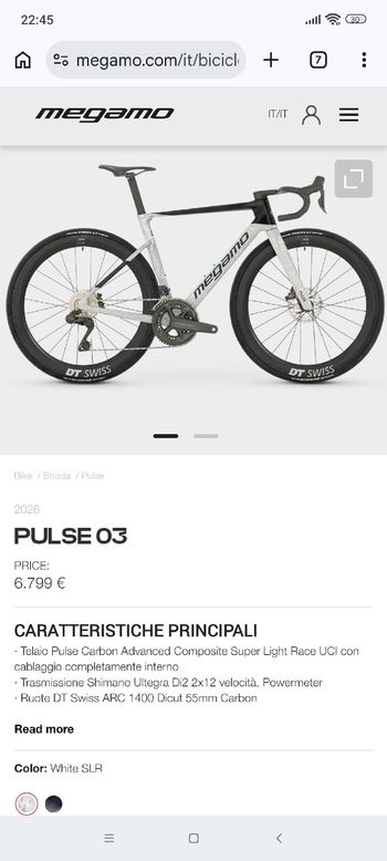 Used Megamo PULSE 03 2026 2026 Road & Gravel, White — image 3 of 3