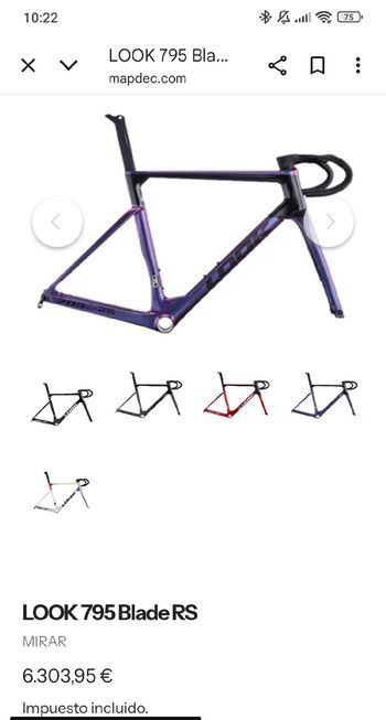 Used LOOK 795 Blade Rs EQUIPO COFIDIS TOPE GAMA CAMALEÓN Frameset 2025 Road & Gravel, Purple — image 16 of 16