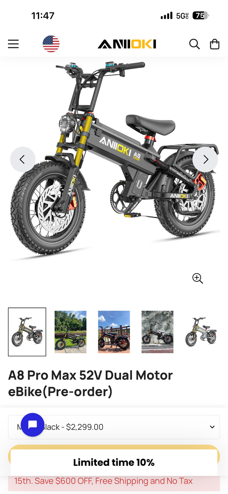 Used Aniioki A8 promax Custom Shimano GRX 2025 Mountainbike, Black — image 1 of 4