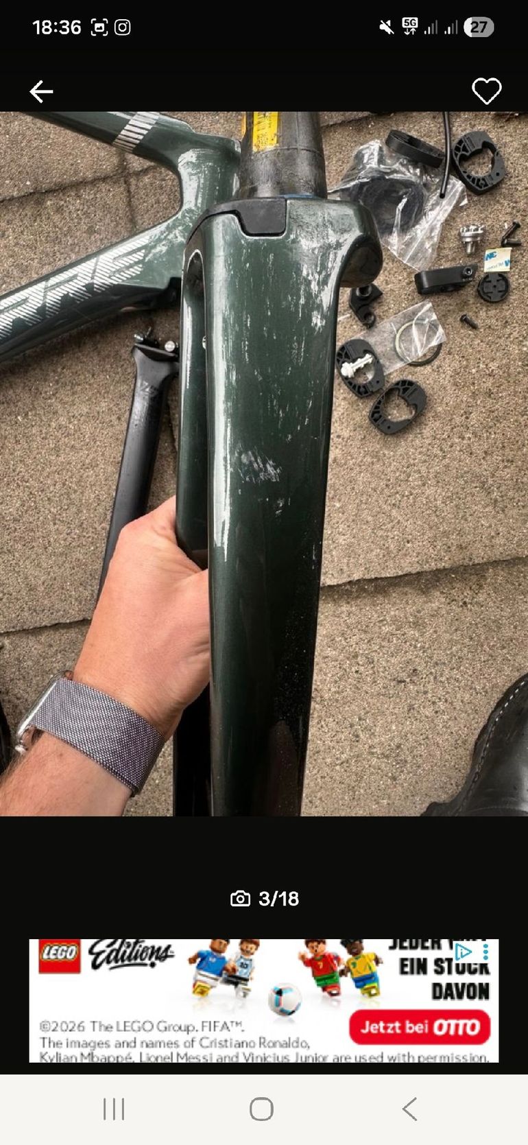 Used Lapierre Aircode DRS 5.0 Di2 2024 Frameset 2024 Road & Gravel, Green — image 5 of 12