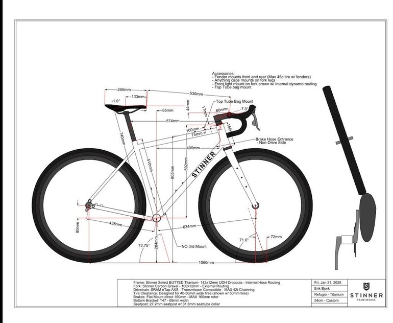 Used Stinner Refugio Custom Butted Frameset 2025 Road & Gravel, Light Gray — image 3 of 15