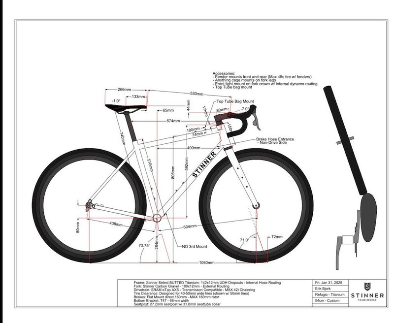 Used Stinner Refugio Custom Butted Frameset 2025 Road & Gravel, Light Gray — image 3 of 15