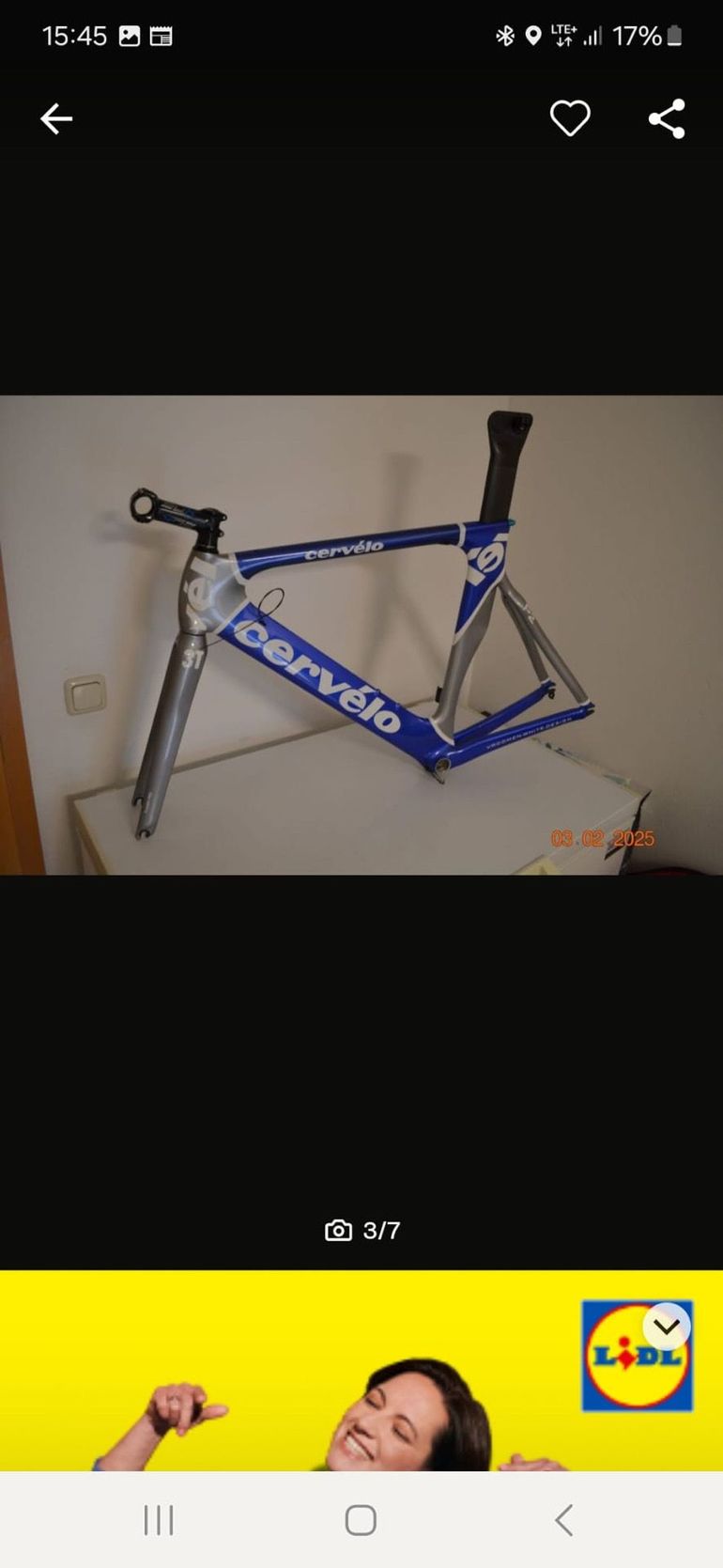 Used Cervélo P2 Ultegra 6870 2017 Frameset 2017 Road & Gravel, Blue — image 8 of 10