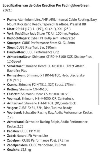CUBE REACTION PRO 2021 2021 Mountainbike d'occasion — image 20 sur 21