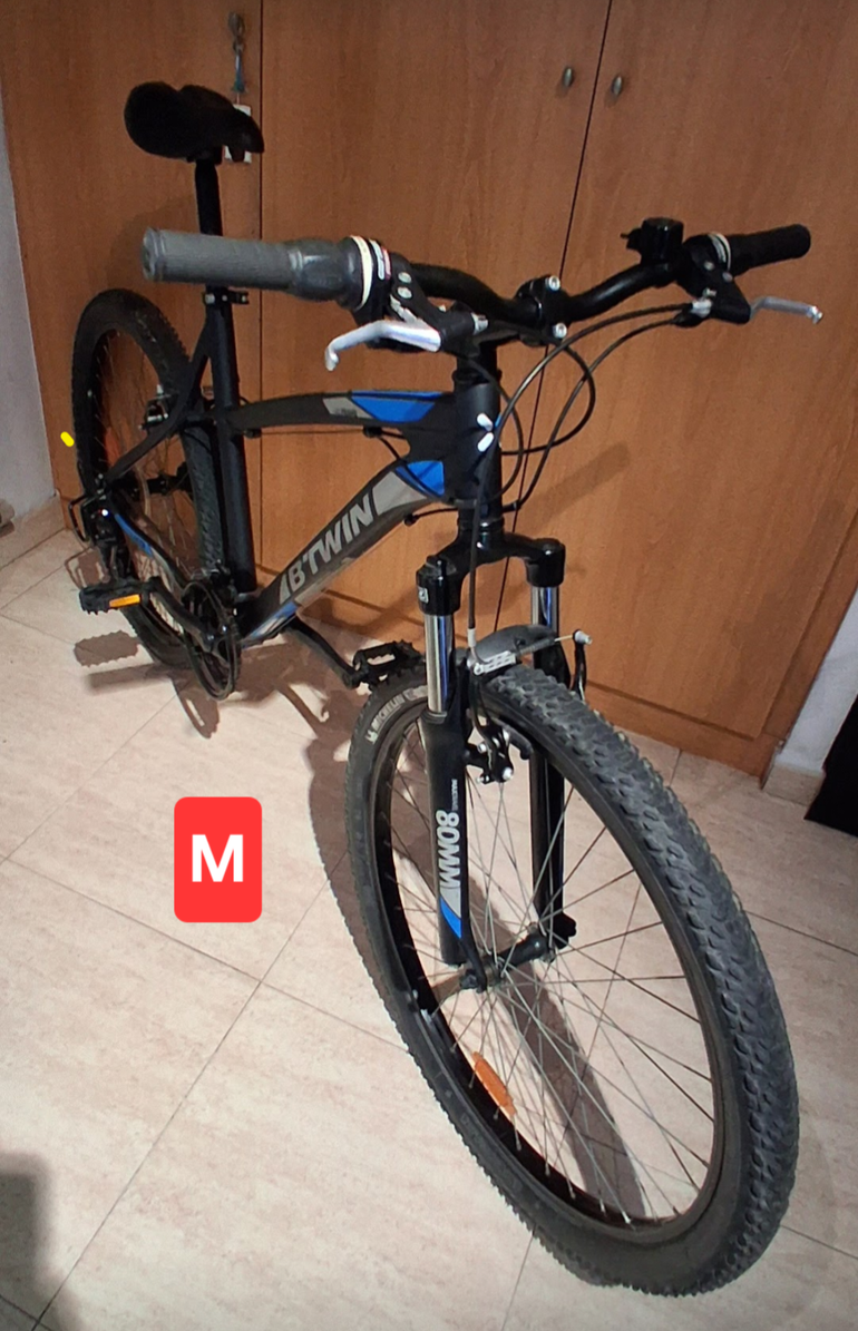 Gebrauchtes B Twin Rockrider Shimano Tourney 2020 Mountainbike, Hellgrau — Bild 3 von 10