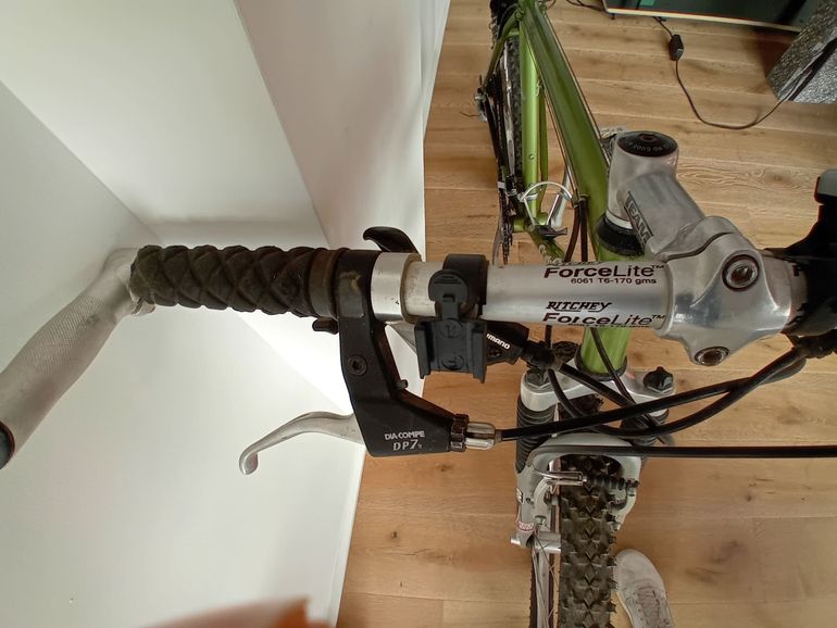 Gebrauchtes Gary Fischer Aquila, Chromoly Frame, 1998, Groep Shimano 85, Remme Dia Compe DP7, Rockshok XC Jett 1998 Mountainbike, Grün — Bild 8 von 17