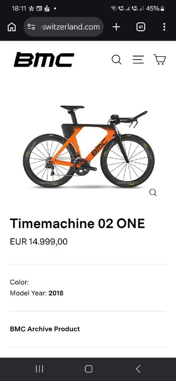 BMC Timemachine 02 ONE 2018 2018 Road & Gravel usato, Arancione — immagine 5 di 5