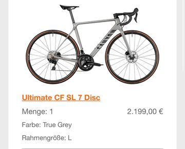 Canyon Ultimate CF SL 7 Disc 2022 2022 Road & Gravel usato, Grigio chiaro — immagine 1 di 10