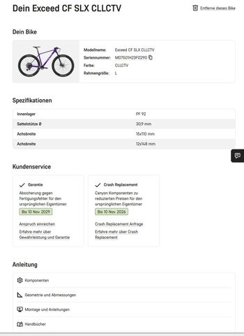 Brugt Canyon Exceed CF SLX CLLCTV 2024 2024 MTB