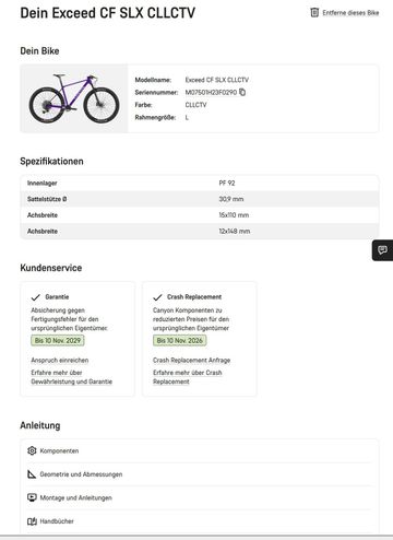 Gebrauchtes Canyon Exceed CF SLX CLLCTV 2024 2024 Mountainbike, Violett, 29 — Bild 2 von 8