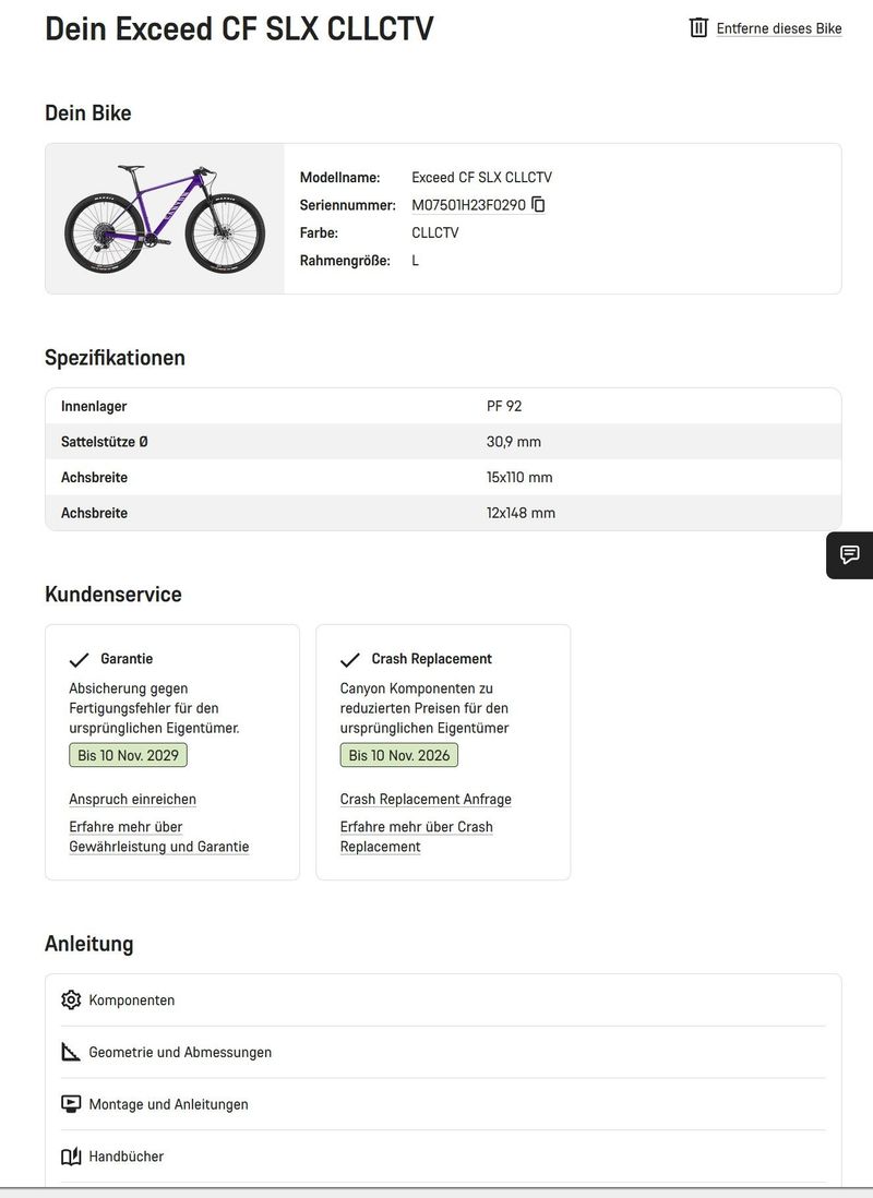 Gebrauchtes Canyon Exceed CF SLX CLLCTV 2024 2024 Mountainbike, Violett, 29 — Bild 2 von 8