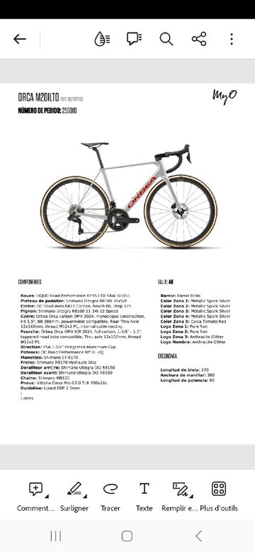 Orbea ORCA M20iLTD 2024 2024 Road & Gravel de segunda mano, Gris claro — imagen 6 de 6