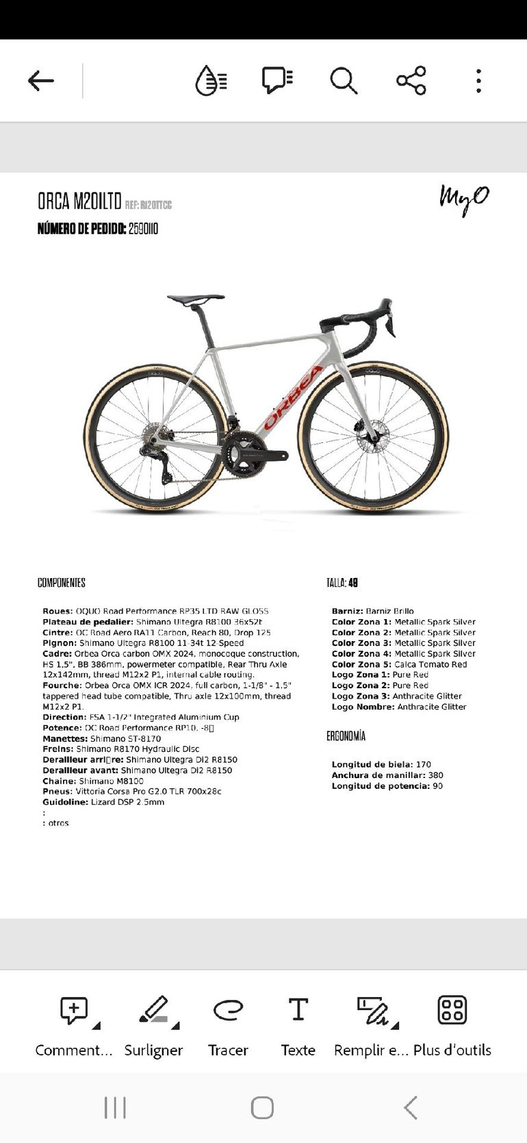 Brugt Orbea ORCA M20iLTD 2024 2024 Road & Gravel — billede 6 af 6