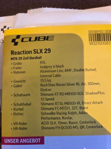 Gebrauchtes CUBE Reaction Shimano Deore XT 2026 Mountainbike, Blau — Bild 8 von 8