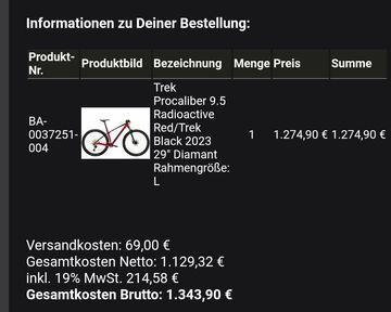 Trek Procaliber 9.5 2023 2023 Mountainbike d'occasion — image 8 sur 8