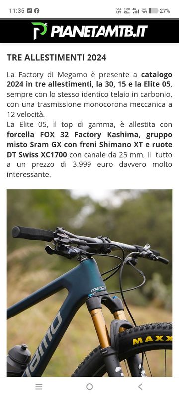Used Megamo FACTORY ELITE 05 2024 2024 Mountainbike, Black, 29 — image 8 of 8