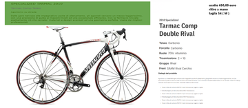Specialized Tarmac Comp Double Rival 2010 2010 Road & Gravel usato