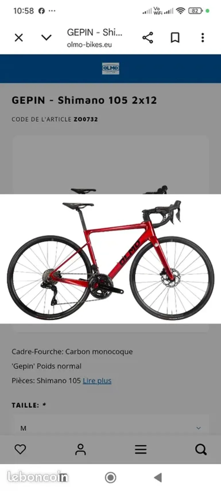 Used Olmo Gepin 2025 Road & Gravel, Red — image 3 of 6