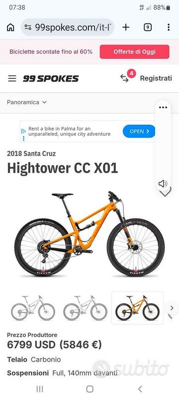 Used Santa Cruz Hightower CC X01 2018 2018 Mountainbike, Orange, 29 — image 8 of 10