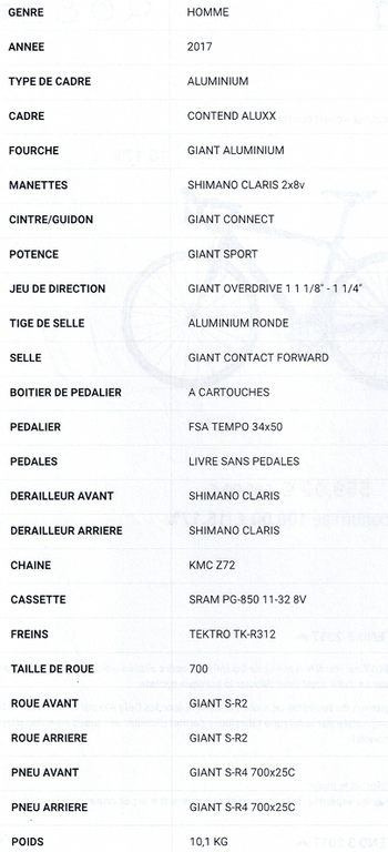 Giant Contend 3 2017 2017 Road & Gravel d'occasion — image 6 sur 13