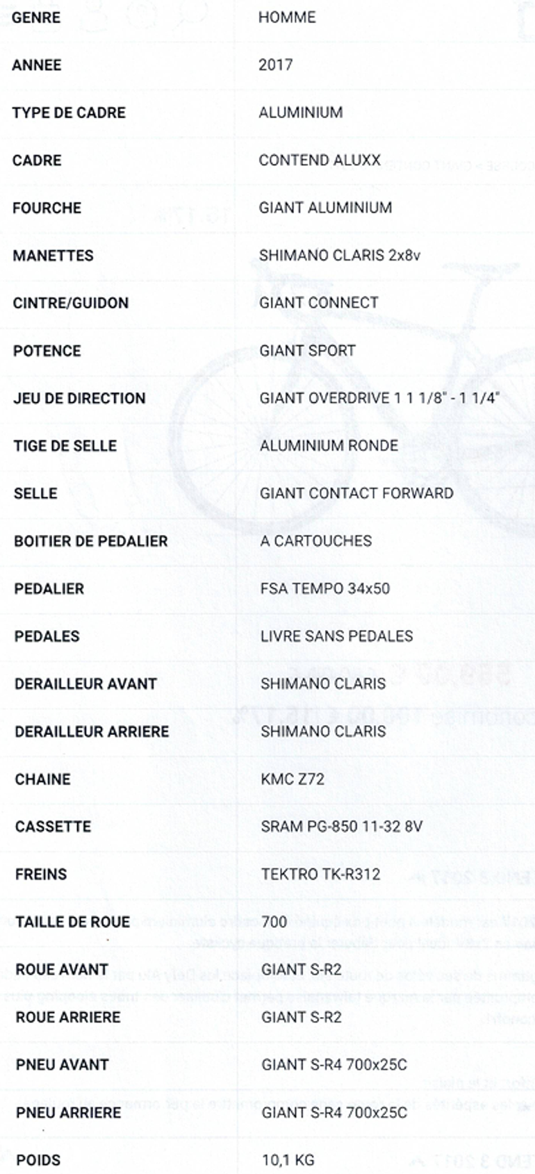 Giant Contend 3 2017 2017 Road & Gravel d'occasion — image 6 sur 13