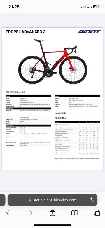 Giant Propel Advanced 2 2024 2024 Road & Gravel de segunda mano, Rojo — imagen 3 de 3
