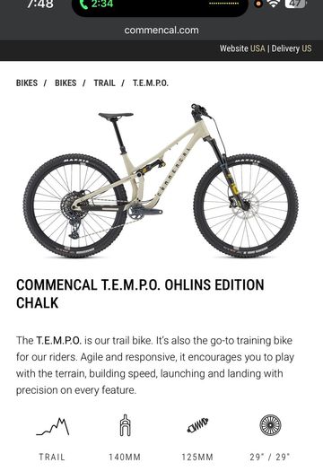 Used Commencal T.E.M.P.O SRAM GX Eagle 2026 Mountainbike, White — image 3 of 3