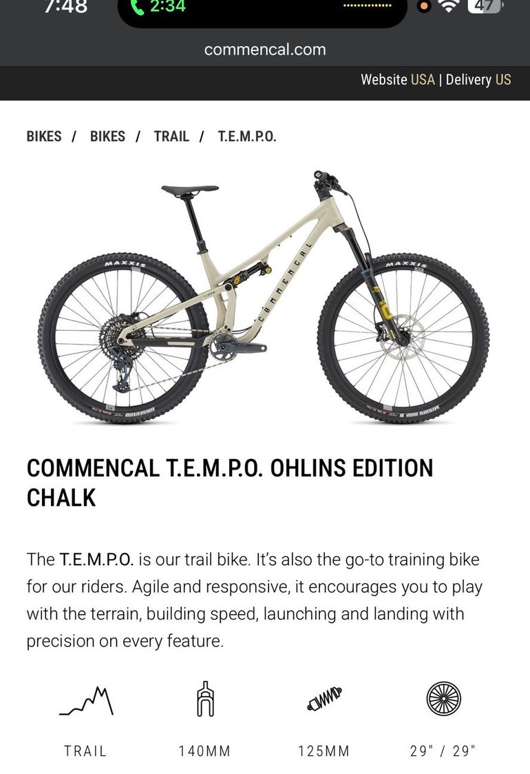 Used Commencal T.E.M.P.O SRAM GX Eagle 2026 Mountainbike, White — image 3 of 3
