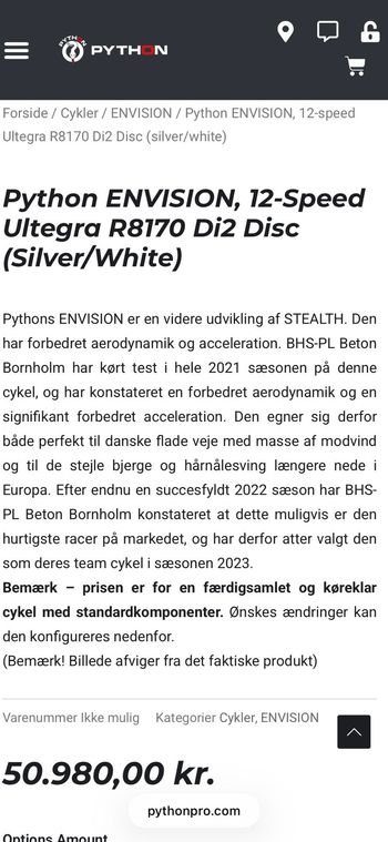 Brugt Python Envision Shimano Ultegra Di2 2023 Road & Gravel — billede 13 af 14